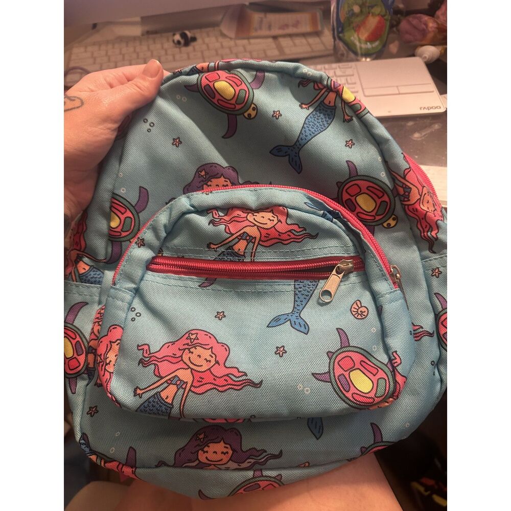 Cute Turquoise Mini Mermaid Backpack Sea Turtles Shells Under the Sea Bookbag
